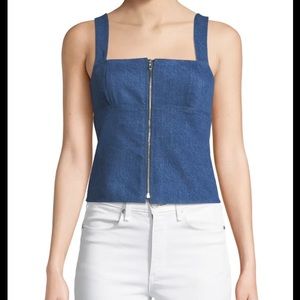 Paula Zip-Front Denim Tank Top